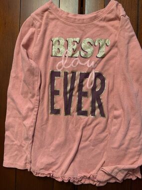 Girls Pink 'Best Day Ever' Long-Sleeve Top